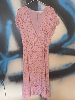 Joie Dusty Pink Floral Wrap Midi Dress